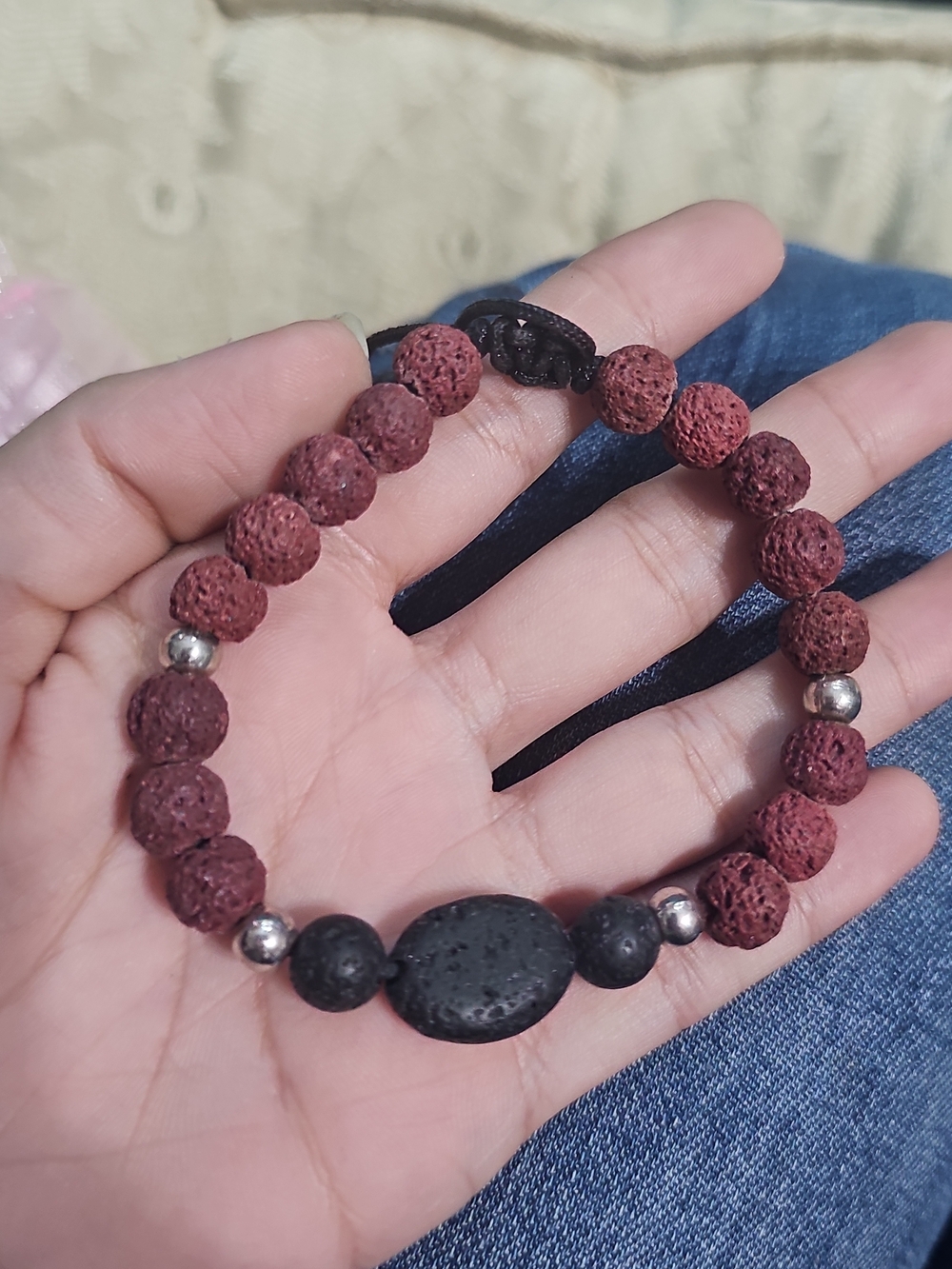 Basalt Stone Beaded Bracelet 8.7mm